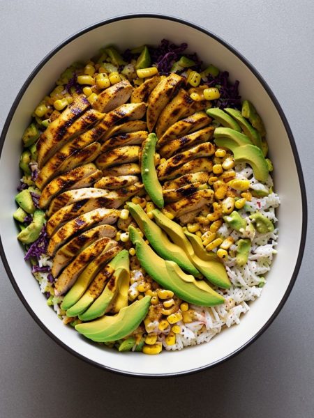 PERi-PERi chicken bowl with rice and vegetables
