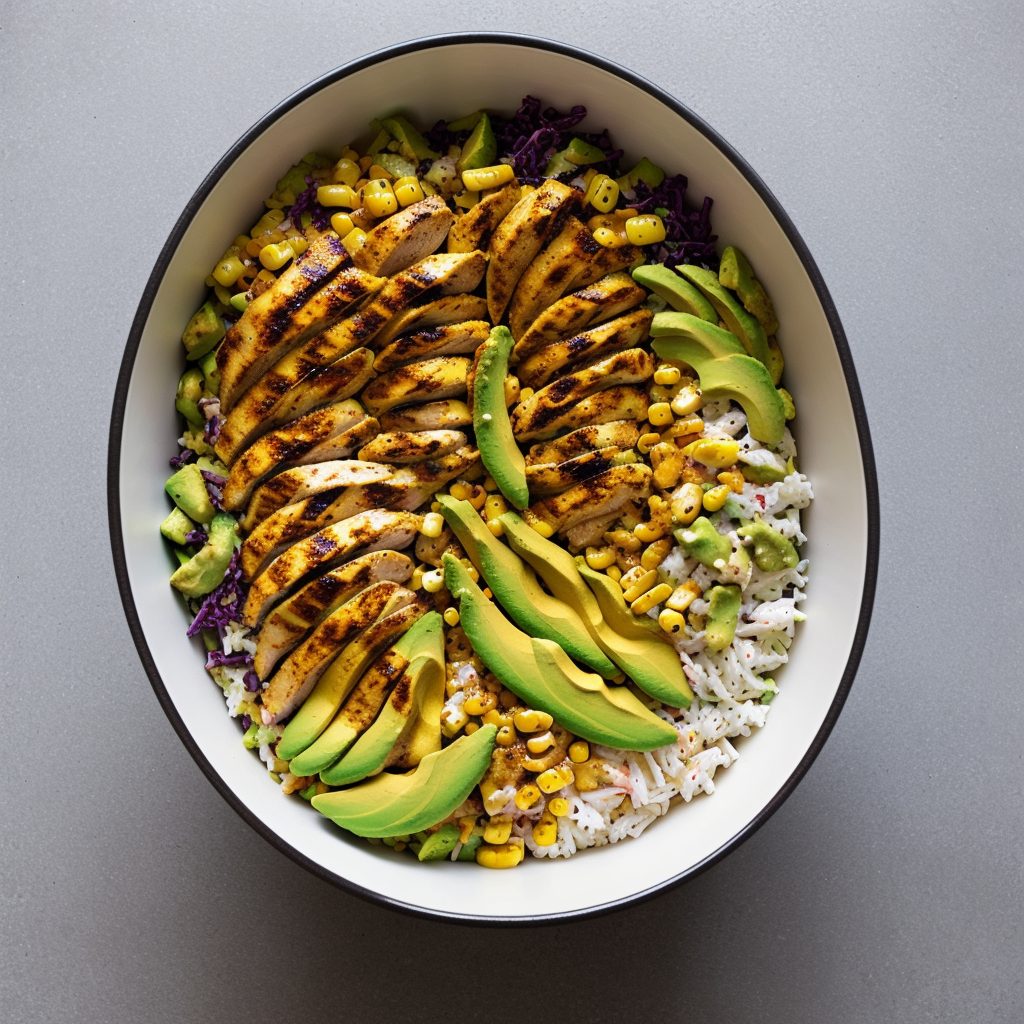 PERi-PERi chicken bowl with rice and vegetables