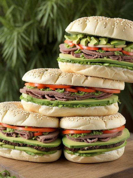 Cemita poblana sandwich with sesame bun and fillings