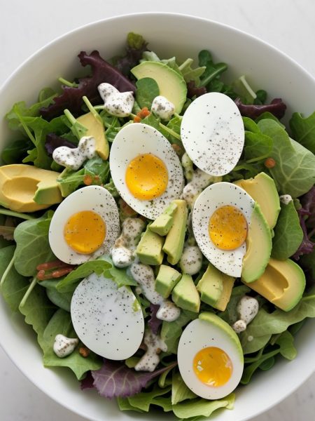 Chefs salad with avocado ranch dressing