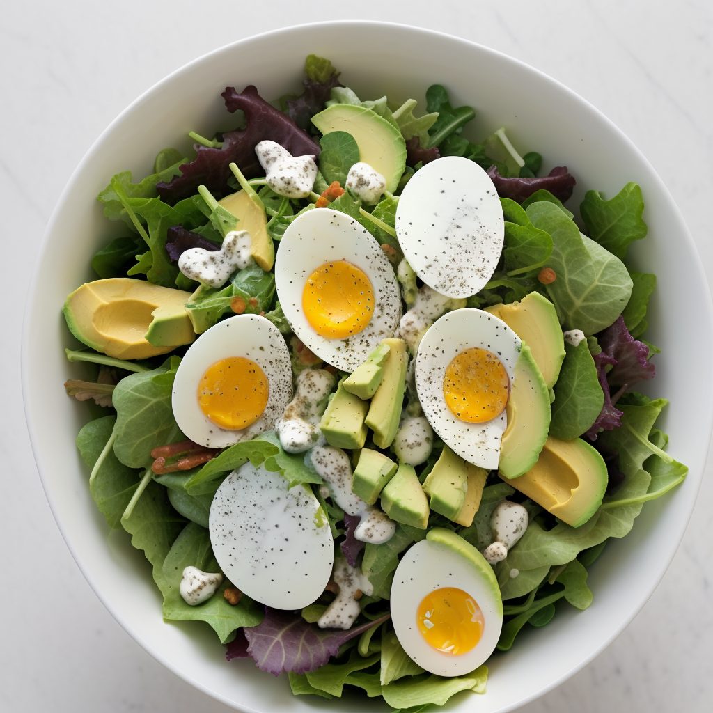 Chefs salad with avocado ranch dressing