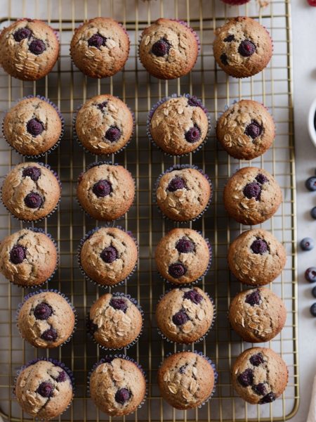 Healthy oat muffins with rustic baking styling