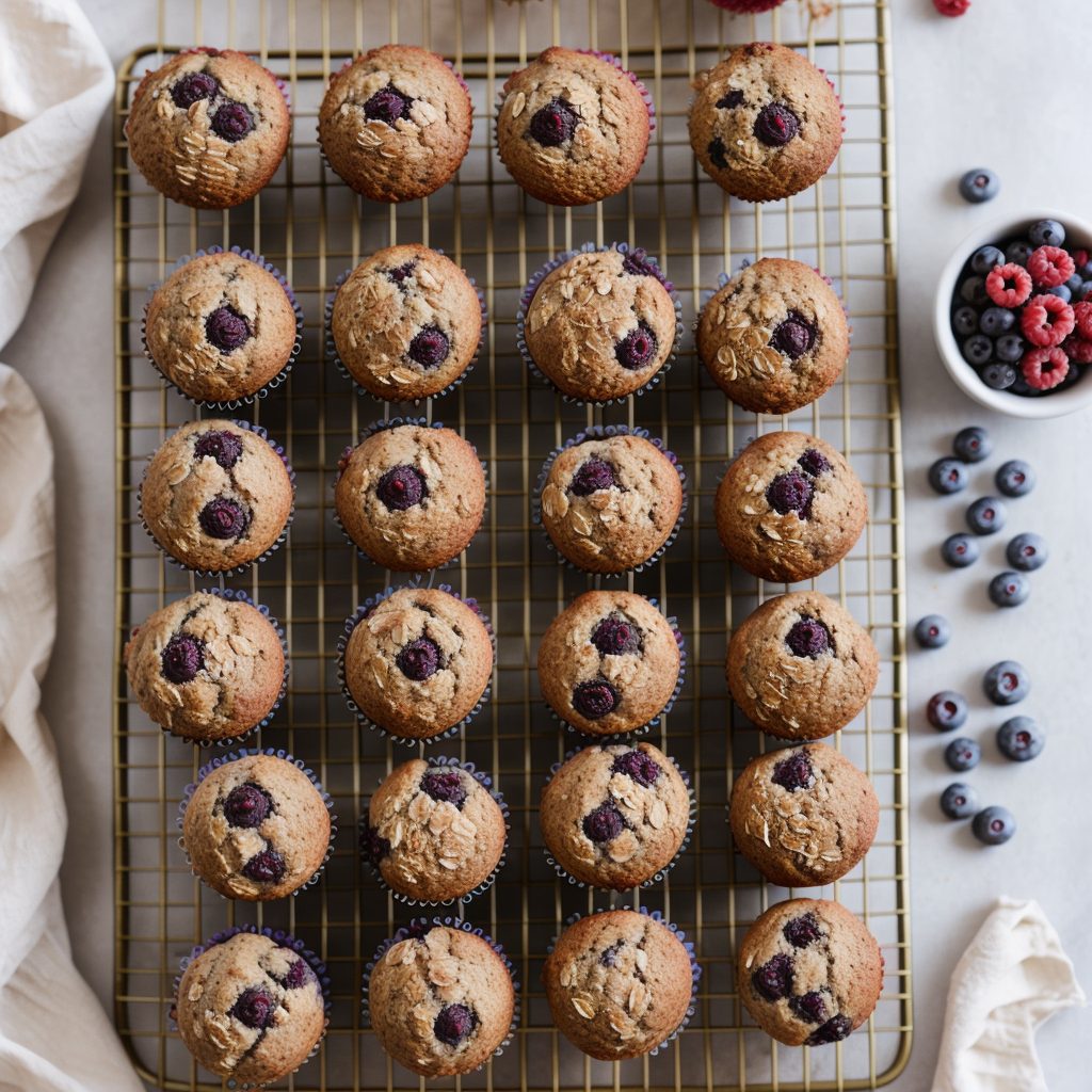 Healthy oat muffins with rustic baking styling