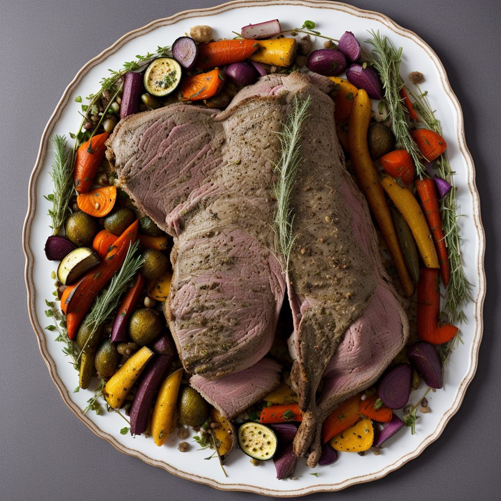 Moroccan leg of lamb with roasted vegetables