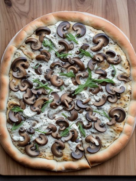 Mushroom and cream cheese pizza