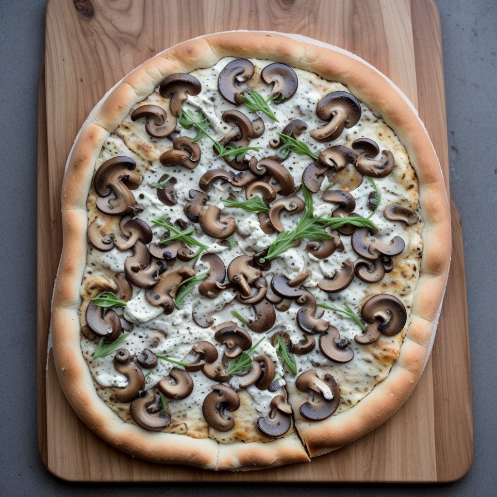 Mushroom and cream cheese pizza