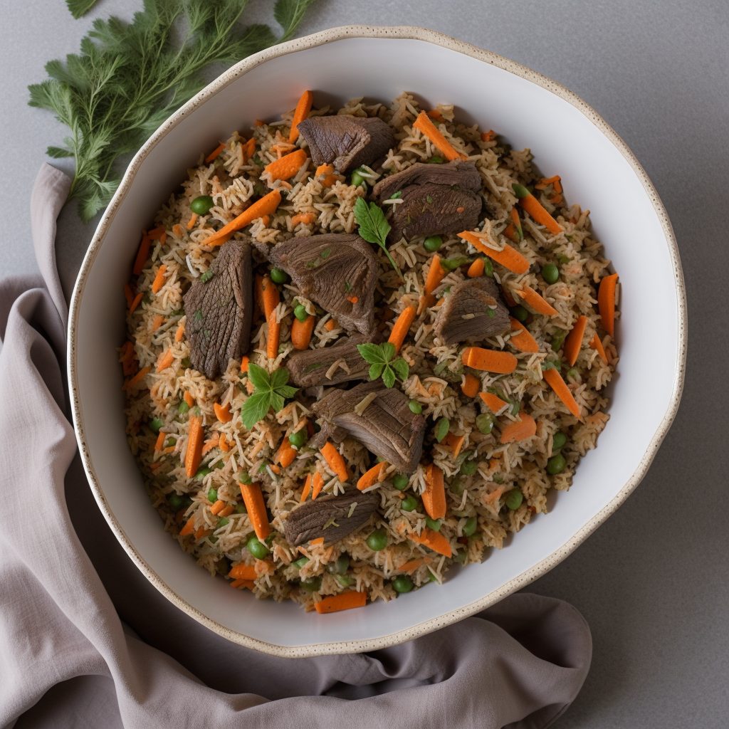 Uzbek plov pilaf with rice and carrots