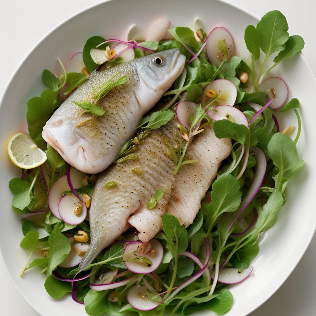 Seared fish with radish salad
