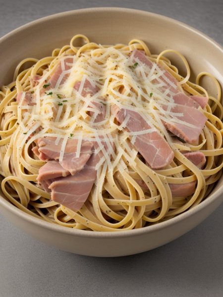 Smoked ham linguine pasta dish