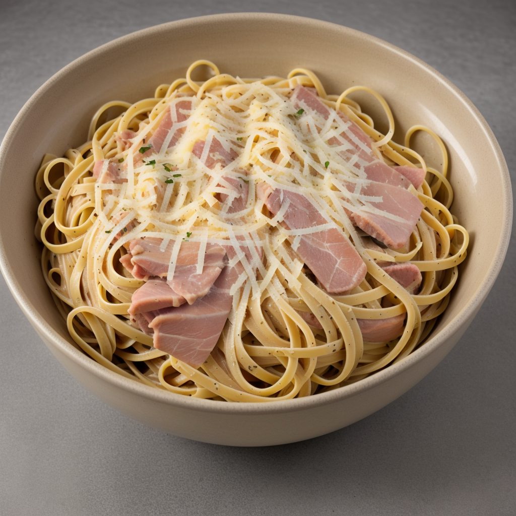 Smoked ham linguine pasta dish