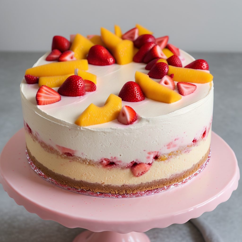 Strawberry and mango pastel cheesecake