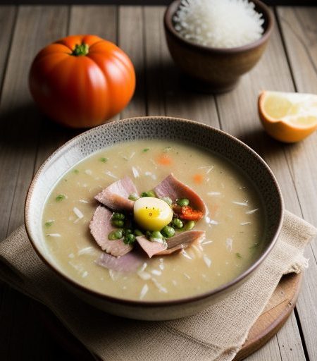 Canja (Chicken Ham & Rice Soup recipe image