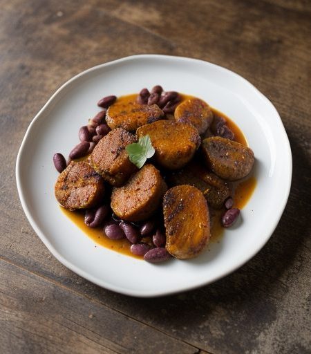 Caparones With Chorizo and Vinegar Peppers recipe image