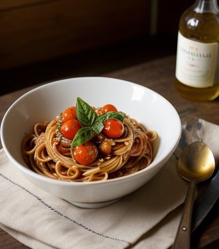 Capellini With Burst Cherry Tomato Sauce recipe image