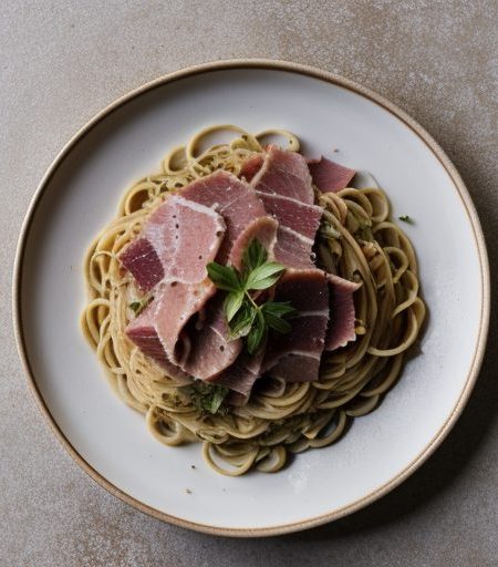 Capellini With Ham & Walnuts recipe image