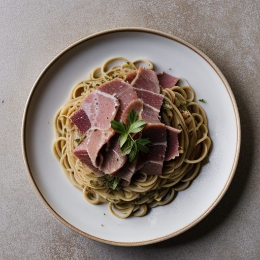 Capellini With Ham & Walnuts recipe image