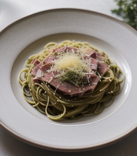 Capellini With Ham and Walnuts recipe image