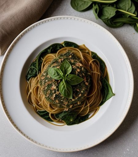 Cappelini With Herb Spinach recipe image