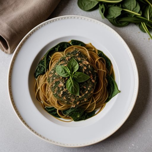 Cappelini With Herb Spinach recipe image