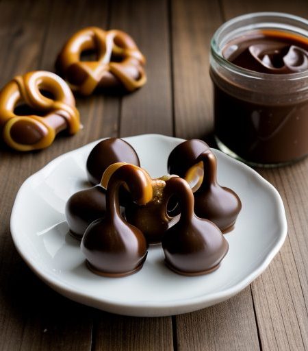 Caramel Dipped Chocolate Covered Pretzels recipe image