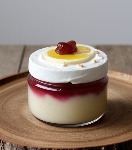 Carrageen Pudding With Rhubarb and Rosehip Jelly recipe image
