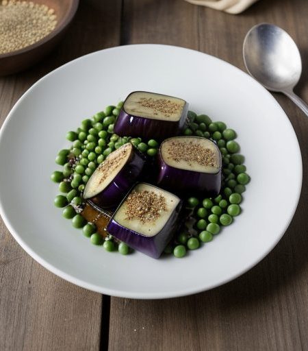 Char Flavoured Eggplant & Green Peas recipe image