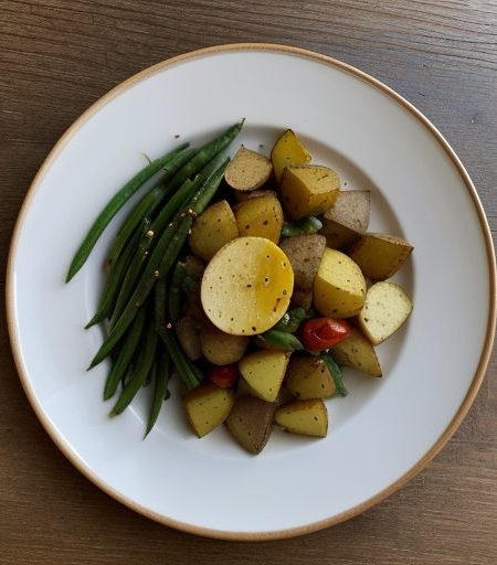 Char Flavoured Potatoes and Green Beans recipe image