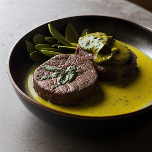 Charred Beef Medallions With Poblano Margarita Sauce recipe image