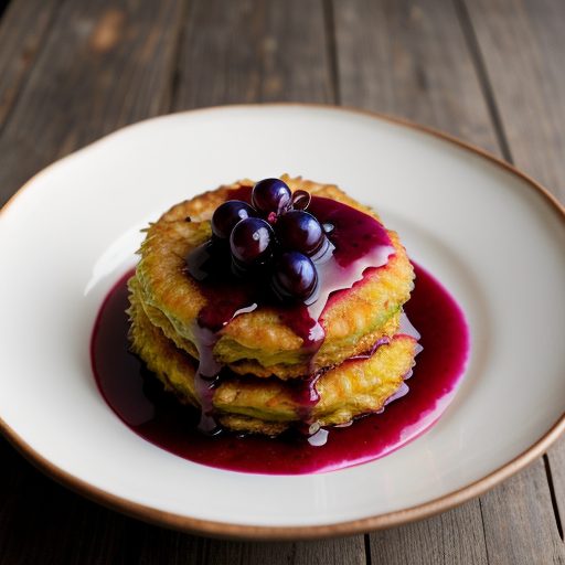 Cheese Latkes With Concord Grape Wine Sauce recipe image