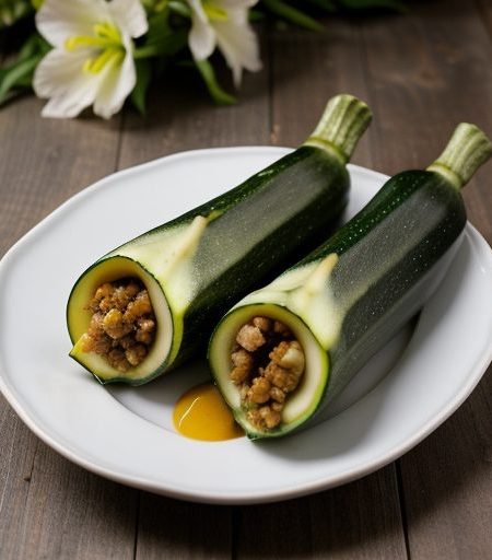 Cheese Stuffed Zucchini Blossoms W/Fresh Toma recipe image