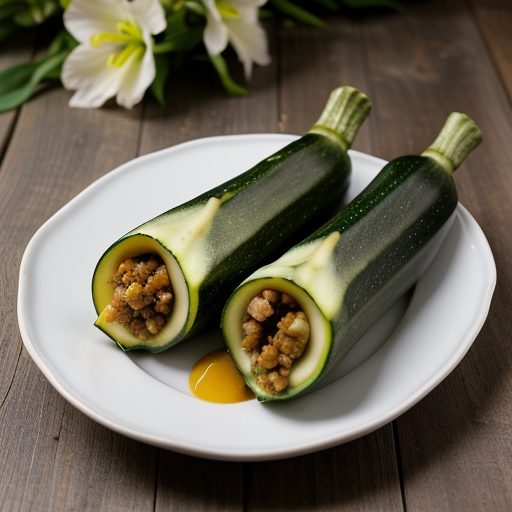 Cheese Stuffed Zucchini Blossoms W/Fresh Toma recipe image