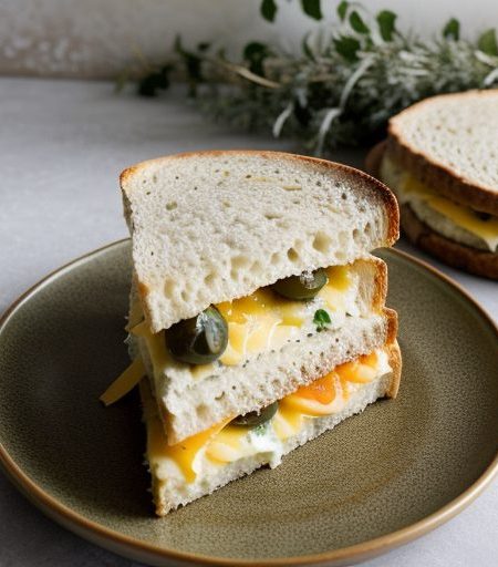 Cheese and Vegetable Foccacia Sandwich recipe image