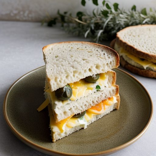 Cheese and Vegetable Foccacia Sandwich recipe image