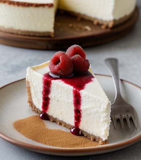 Cheesecake With Raspberry Sauce - Lite recipe image