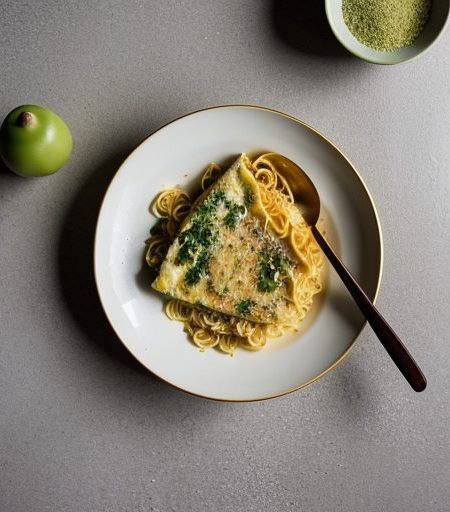 Cheesy Noodle Omelet recipe image