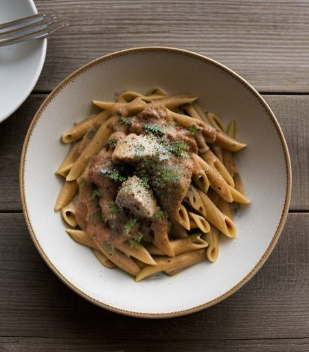 Chicken Artichoke Mostaccioli in Bechamel Sauce recipe image