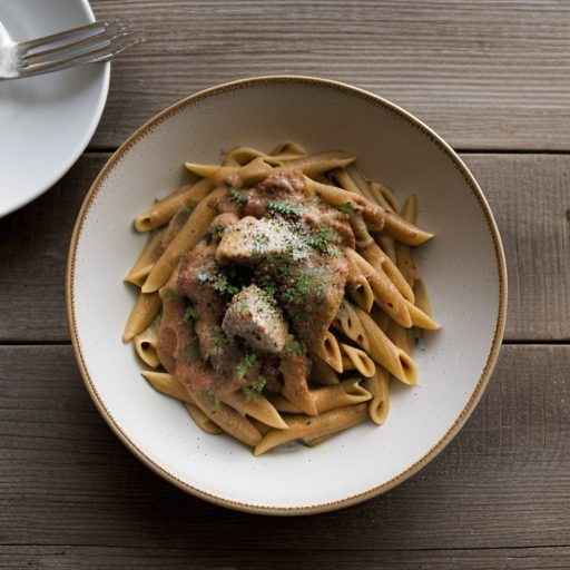 Chicken Artichoke Mostaccioli in Bechamel Sauce recipe image