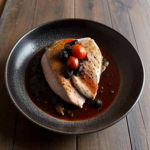 Chicken Breasts W/Tomato, Black Olive & Anchovy Sauce recipe image