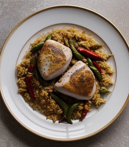 Chicken Breasts With Chilies and Arroz Blanco recipe image