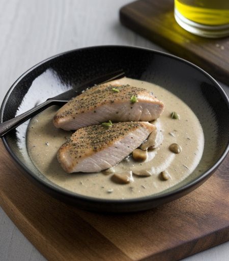 Chicken Breasts With Leek and Mushroom Sauce recipe image