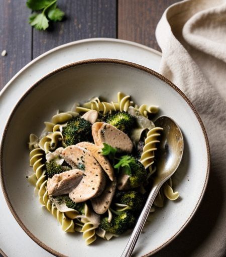 Chicken Broccoli & Fusilli in Garlic Cream Sauce - Bon Ap recipe image