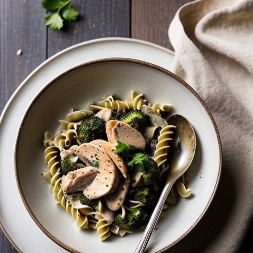 Chicken Broccoli & Fusilli in Garlic Cream Sauce - Bon Ap recipe image