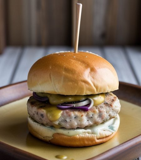 Chicken Burgers With Mustard Sauce recipe image