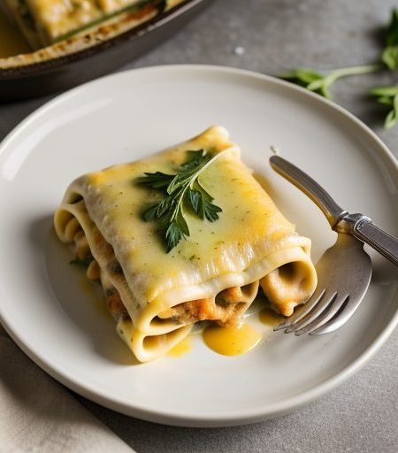 Chicken Cannelloni With Cheese Sauce recipe image