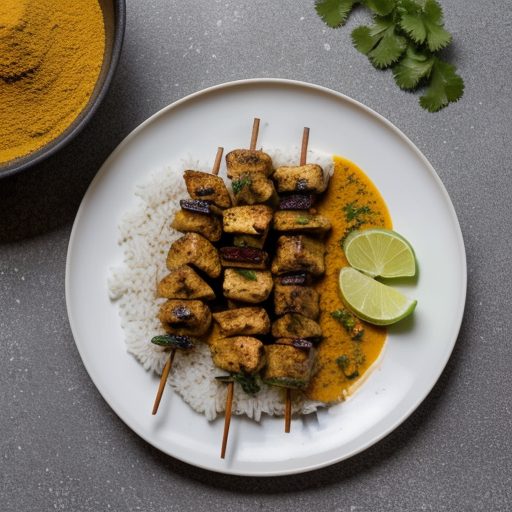 Chicken Curry Kabobs on Rice recipe image