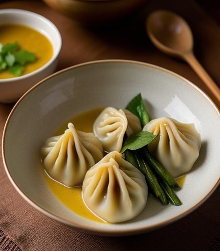 Chicken Dumplings With Orange Dipping Sauce recipe image