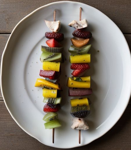 Chicken & Fruit Kabobs With Mustard-Leek Sa recipe image