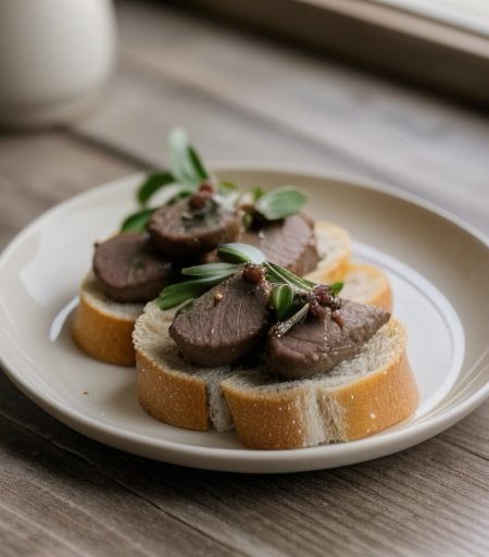 Chicken Liver Crostini - Bon Appetit recipe image