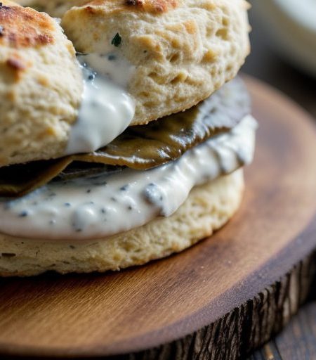Chicken Madeira on Herbed Biscuits recipe image