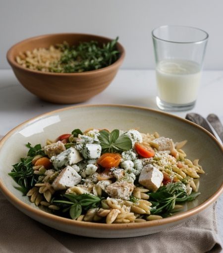 Chicken & Orzo Salad With Three Cheeses recipe image